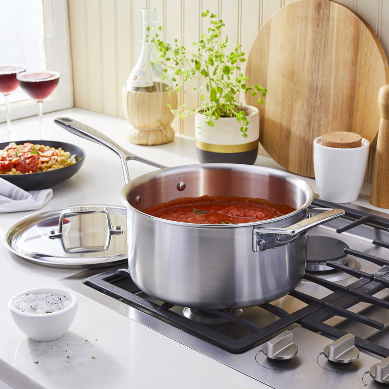 Demeyere Essential 5 5-Ply 4-Qt Stainless Steel Saucepan with Lid