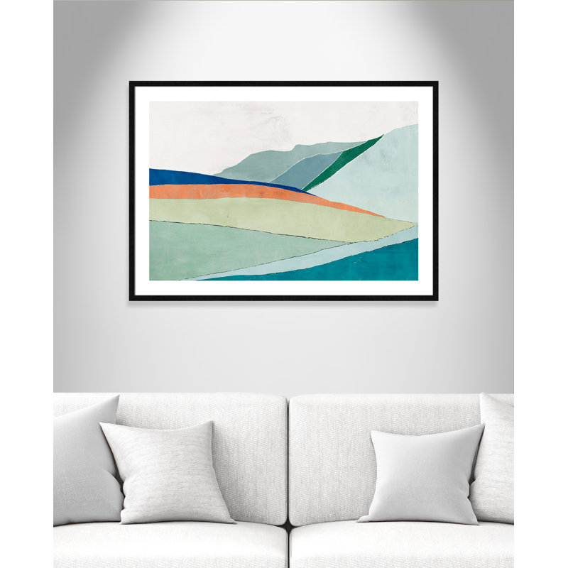 Camuto Hills Beneath R mobile Sun - reproduction d'art, Papier avec cadre en bois noir, H 29,5 po x l 41,5 po x P 0,75 po