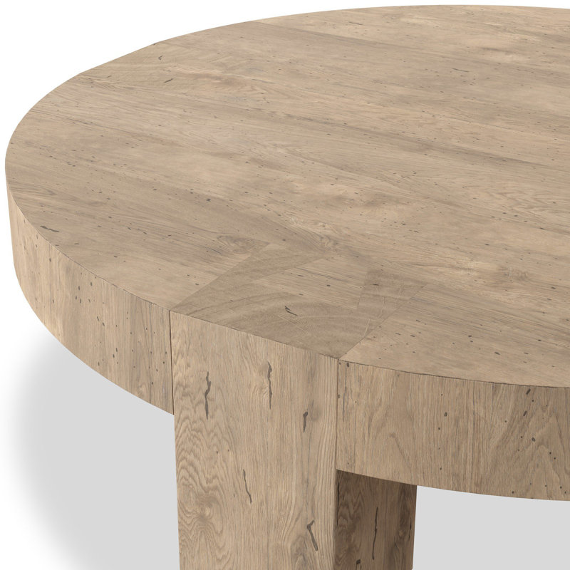 Abaso Coffee Table, 15" H x 55" W x 55" D, Whitewash Rustic Wormwood Oak