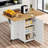 Foldablea and Drop Leaf Kitchen Island with Trash Can Storage (Trash bin not included)