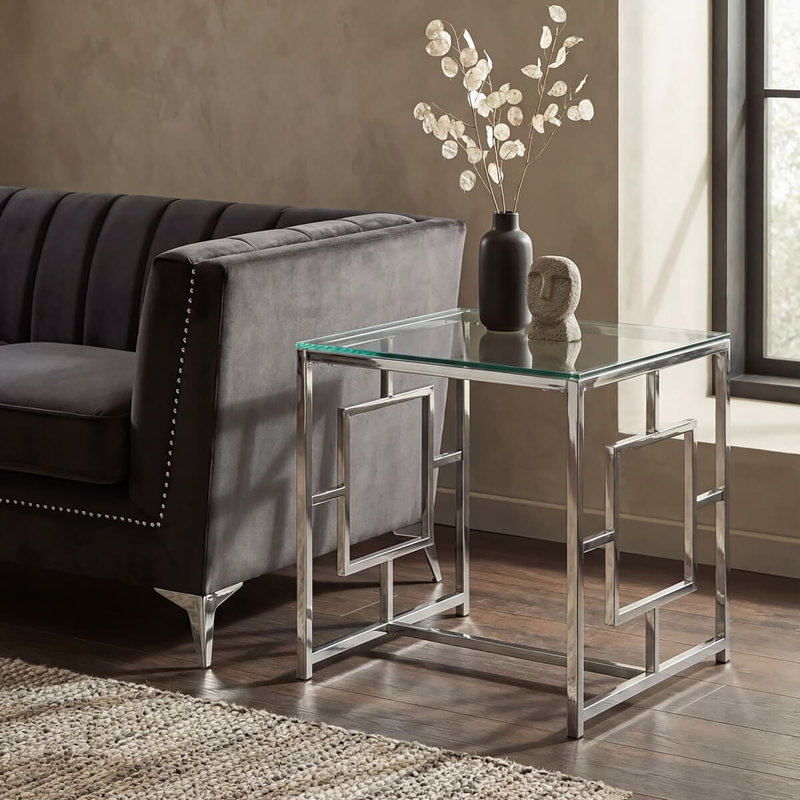 Redd Glass Top Sled End Table