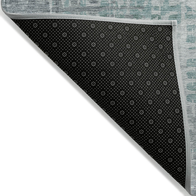 Tapis bleu sarcelle lavable à la machine intérieur / extérieur Xhevrie, Rectangulaire 3 pi x 5 pi