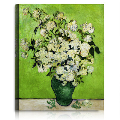 " Pink Roses In A Vase " by Vincent Van Gogh