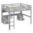 Gray Size Loft Bed With Desk, Ample Storage And Charging Solution Full Size Cabinets, Charging, Hue-1890160330