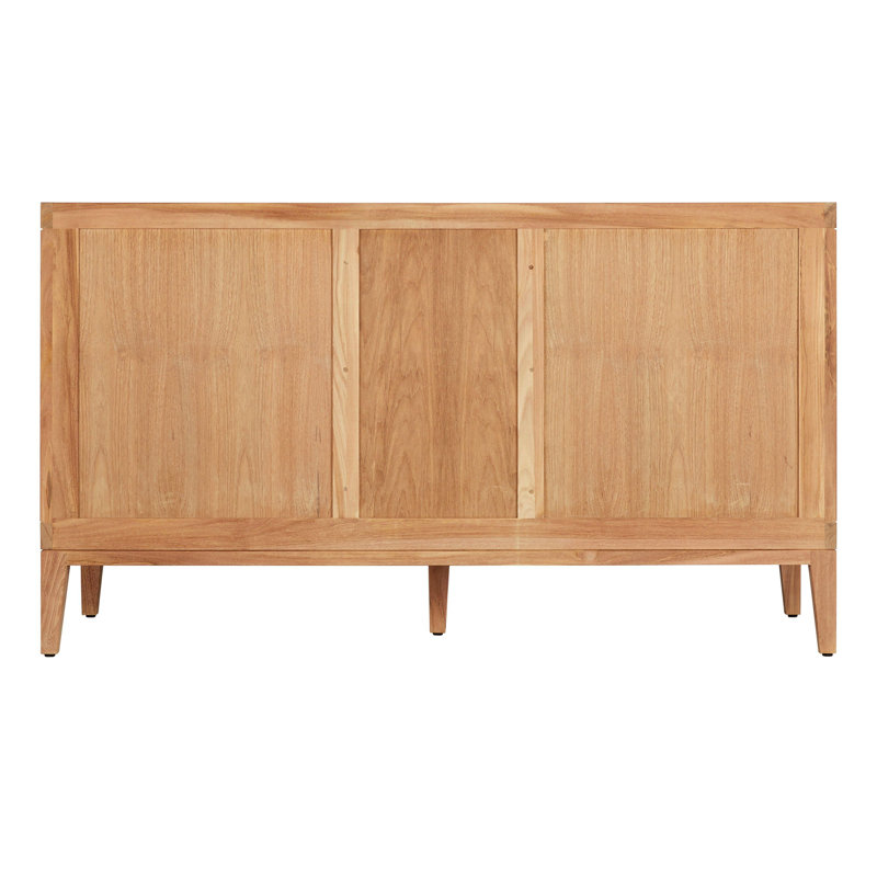 60" Natural Teak Double Vanity with Arctic White Quartz Top