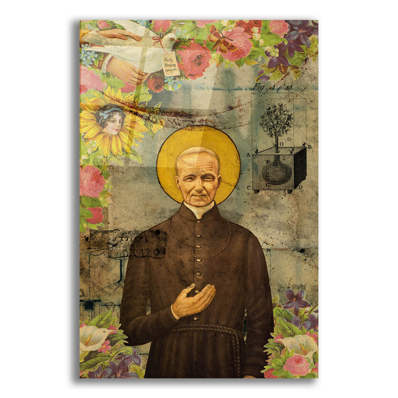 «The Saint Father» par Elo Marc, art mural en verre acrylique, H 24 po x l 16 po x P 0,2 po