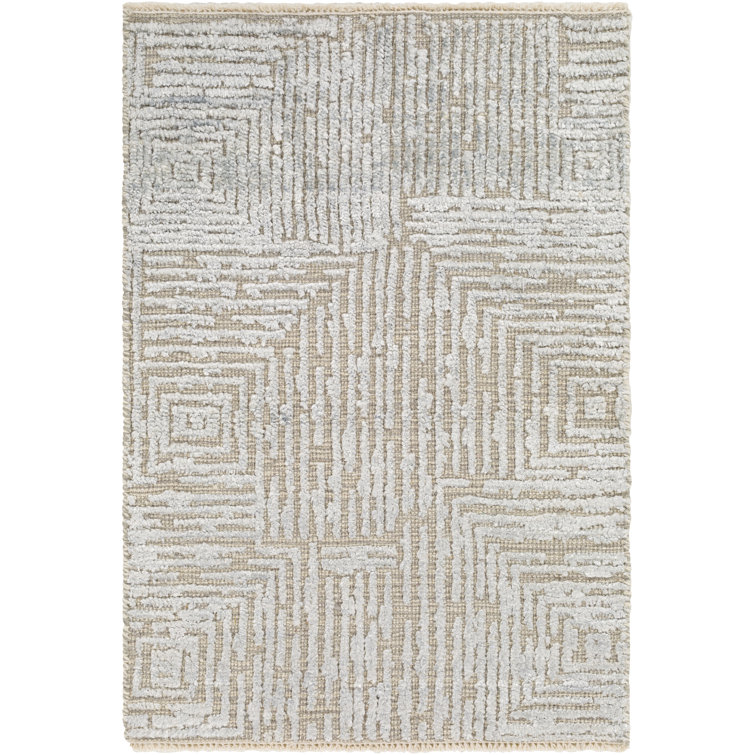Tapis gris clair / beige clair noué à la main Sabbah