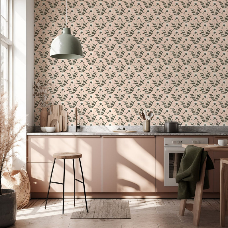 Carreau de papier peint auto-adhésif L 10 pi x l 24 po Lady Charlotte, Blush, Faux Grasscloth, Non-pasted
