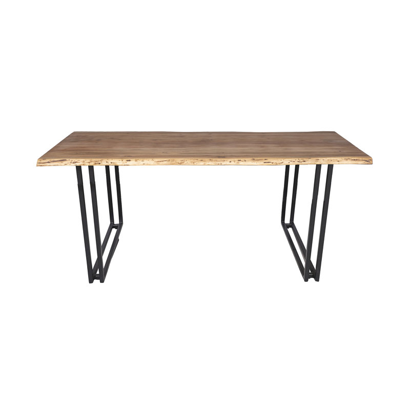 Metal Base Dining Table, 82" L x 40" W, Natural