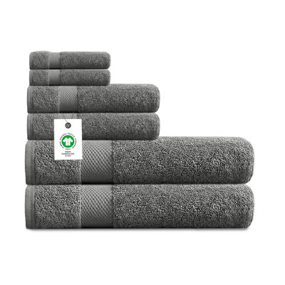  Gots Certified Organic Cotton Towel Set, 6-Piece | Ultra-Plush Spa Bath Towels - 2 Bath, 2 Hand, 2 Washcloths | Chemical-Free, Non-Toxic | Sustainable Bathroom Gift