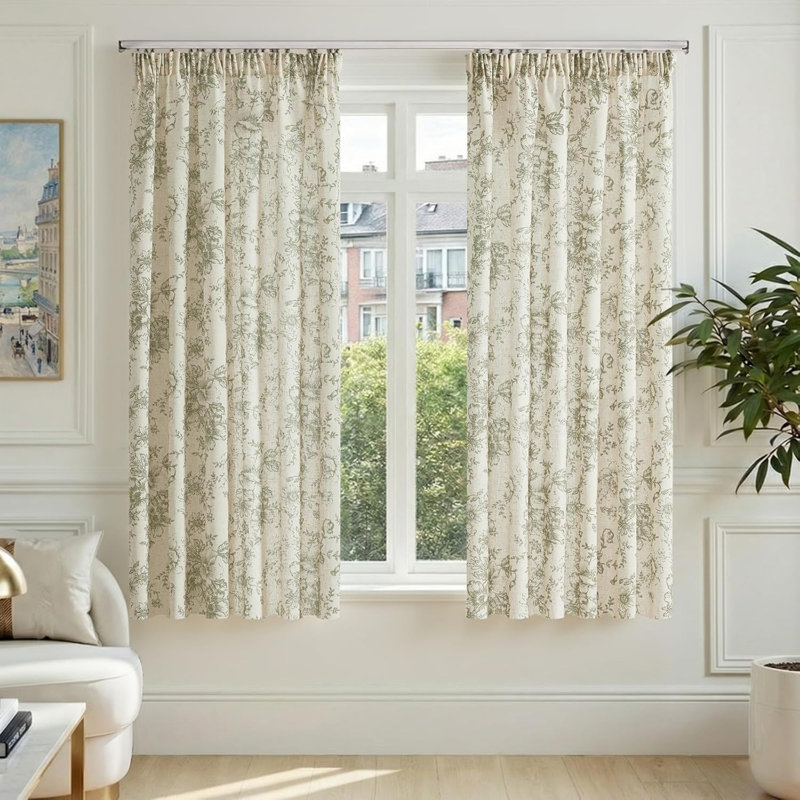Linen Blend Sheer Curtain Panel Pair