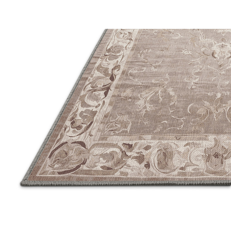Machine Washable Gray Area Rug, Rectangle 5' x 7'