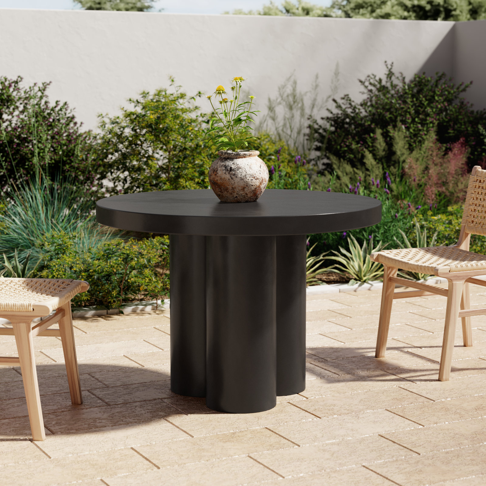 Kenneth 43" Patio Dining Table, Black