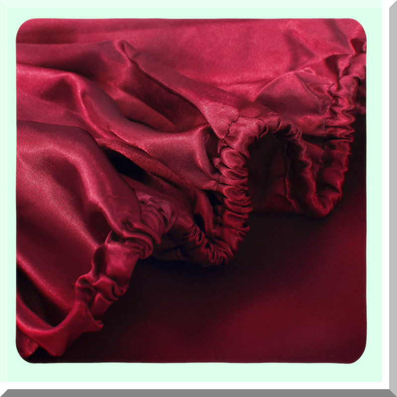 Luxury Wine Red Silk Deep Pocket Fitted Sheet - Breathable & Non-Fading - Fully Elasticized Bed Sheet - Size Sold Separately