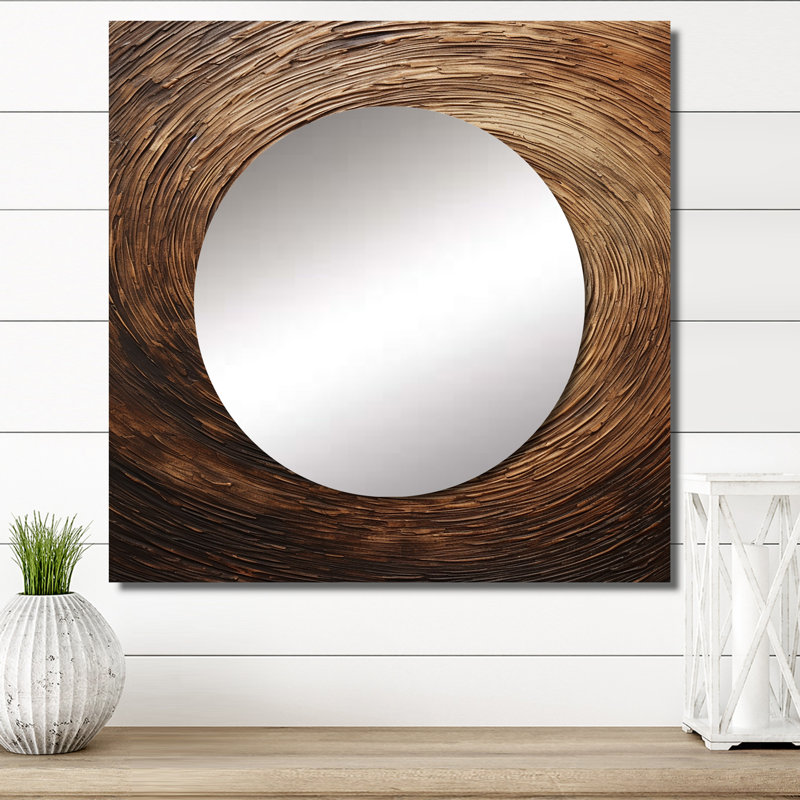 Miroir carré à spirale abstraite Hayzen, 23 po x 23 po