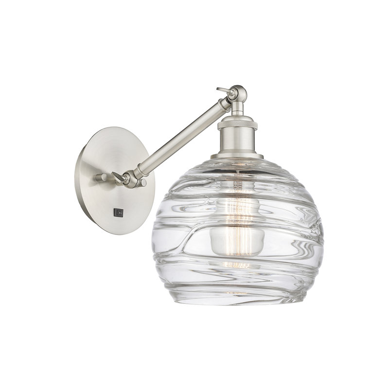 Applique murale 1 lumière 8 po Shauna Deco Swirl, Ampoule non incluse, Nickel satiné brossé
