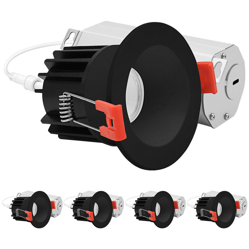 Luxrite 2 po Éclairage à DEL sans lumière régressé avec garniture ronde noire interchangeable, 5CCT, CRI90, 8W, 600LM, faisceau 38 °, à intensité variable, 120V, homologué ETL
