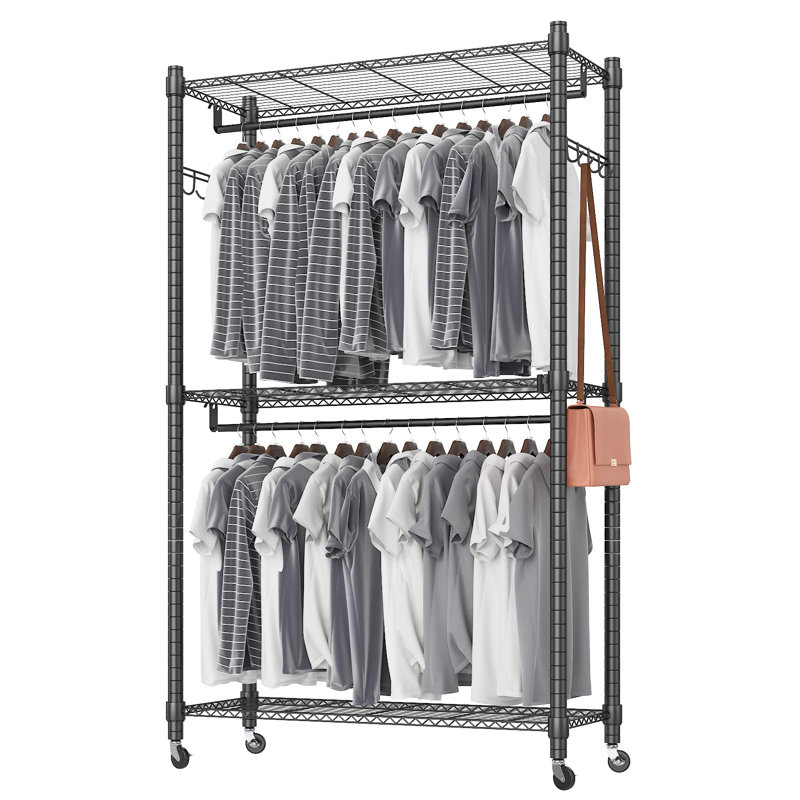 Portant à vêtements en acier au carbone 47,2 po Kaylia, Noir