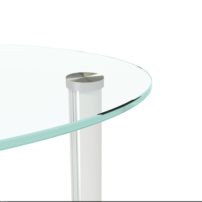 Transparent Glass Coffee Table With Stainless Steel Leg - 3-Layer Oval For Living Room, And Functional Room Leg, Spacious Design