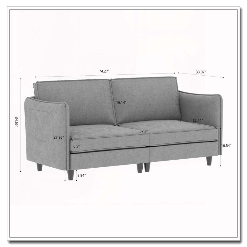 Canapé 74,27 po, Gris
