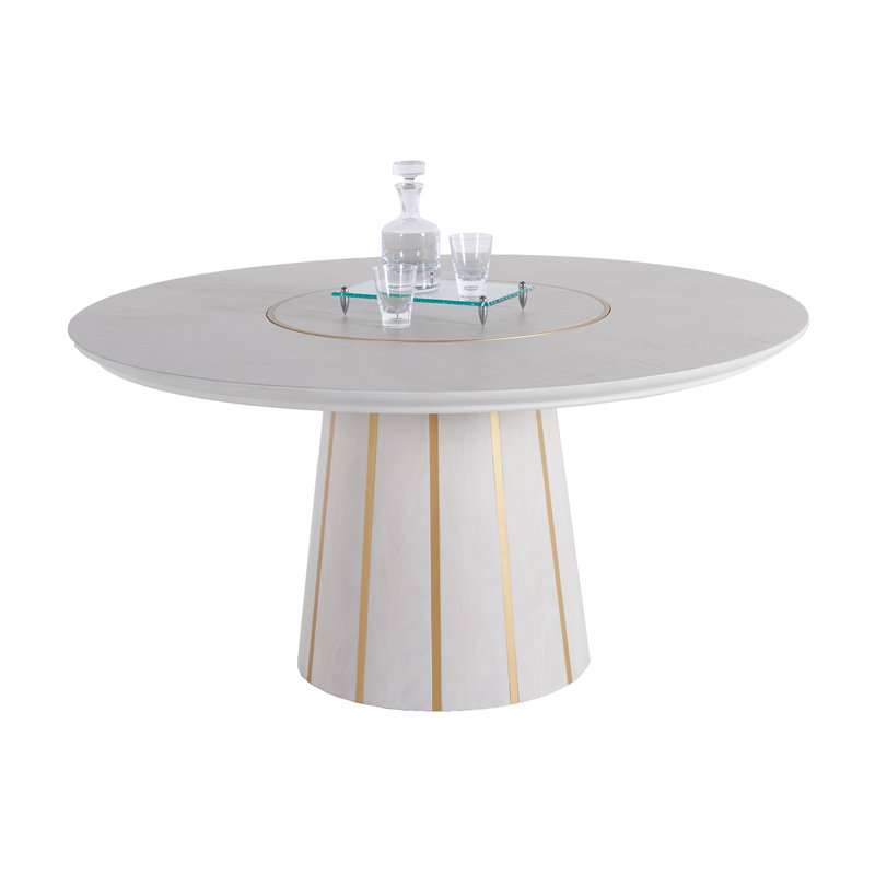 Morgan Mahogany Solid Wood Dining Table, Cerused White/Gold