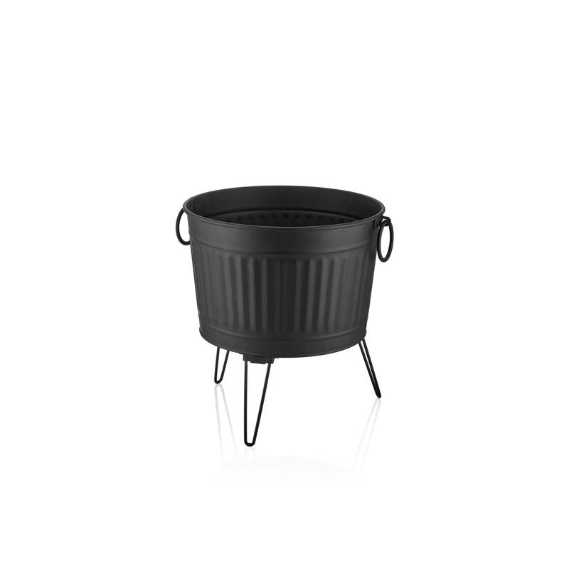 Brawley Metal Pot Planter, 45cm H x 35cm W x 35cm D, Matte Black