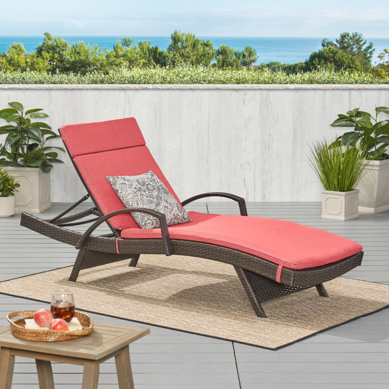 Chaise longue inclinable simple avec coussins 79,5 po Blaise, Rouge