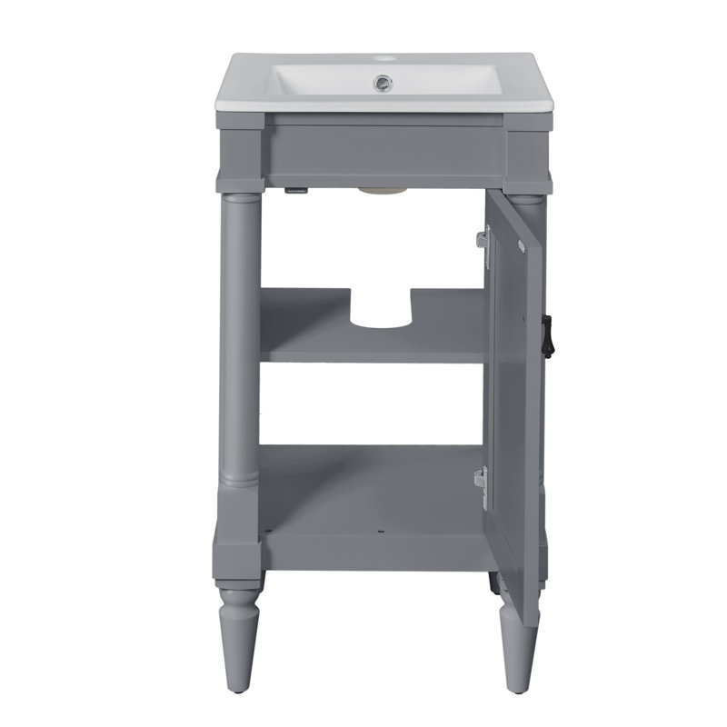 Meuble-lavabo moderne de 18 pouces avec lavabo, Gris