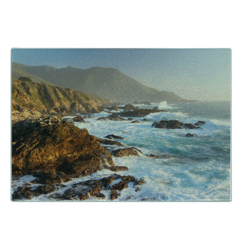 Multicolore planche à découper en verre trempé Ambesonne Big Sur