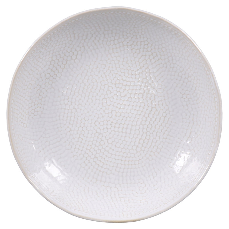 White Textured Ceramic Round Pasta and Salad Bowl Set