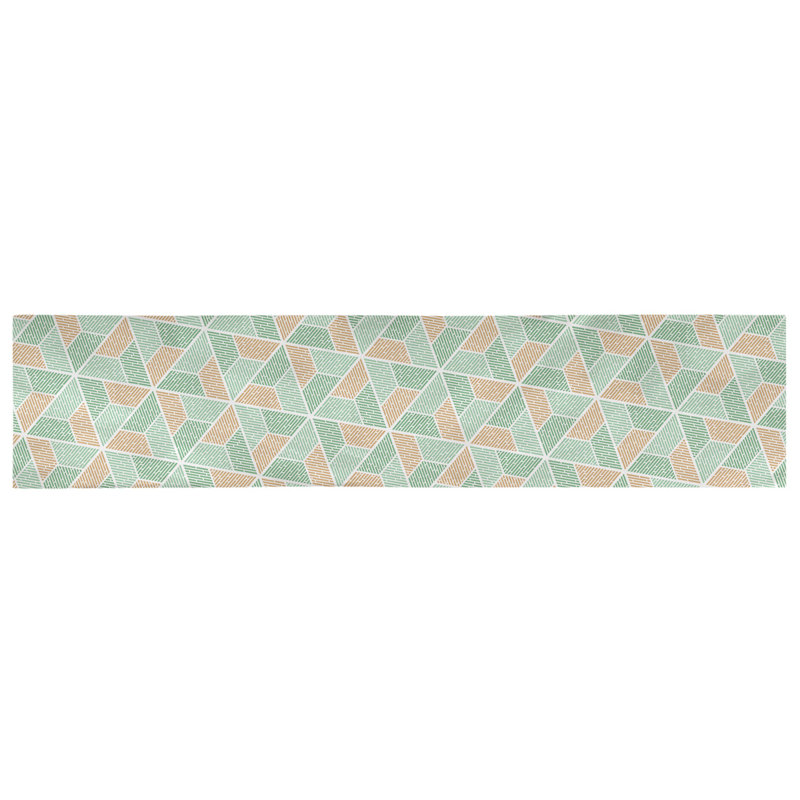 Chemin de table Avicia, 72 po x 16 po, Vert / Orange, Coton