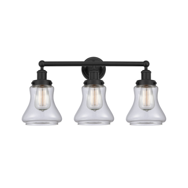 Éclairage pour meuble-lavabo à 3 lumières à intensité variable Asadbek, Noir mat, Transparent