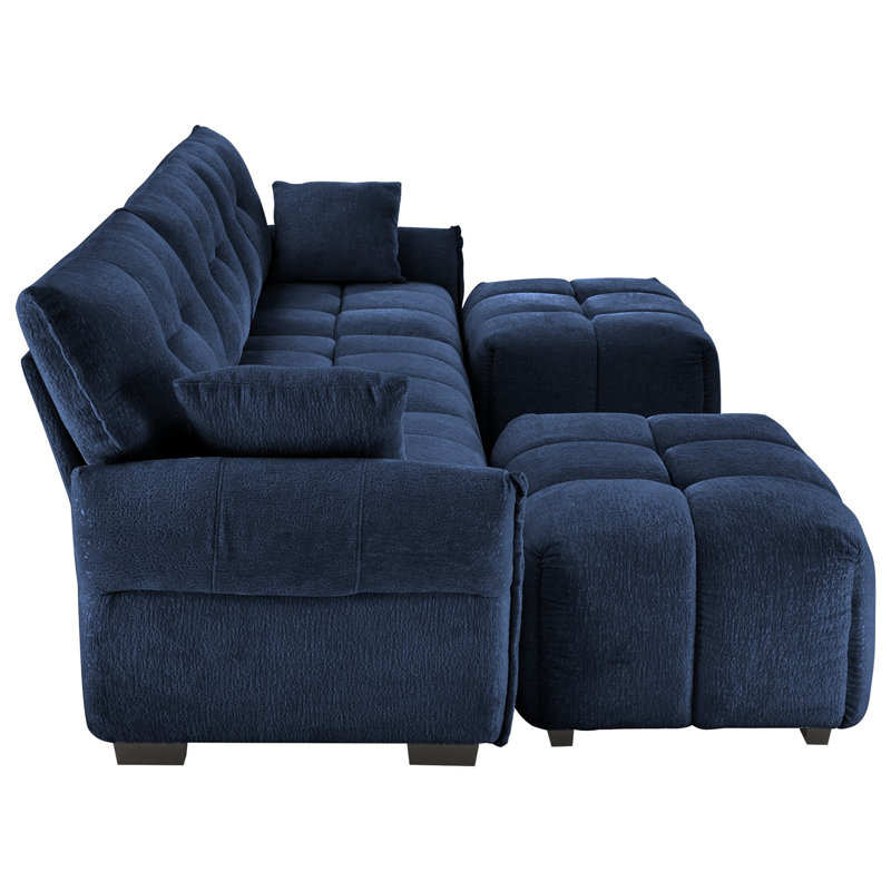 Canapé modulaire en chenille, Bleu