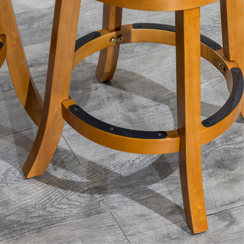 Tabouret pivotant à lattes de 30 po de hauteur de bar, siège en tissu gris anthracite, Naturel