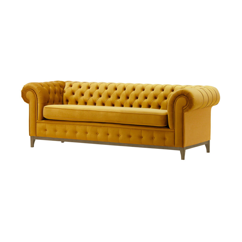 Fromm 4 Seater Velvet Sofa, Black,  78cm H X 244cm W X 92cm D, Mustard