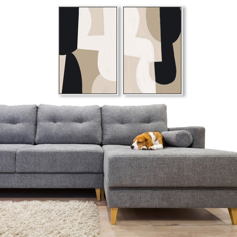 El Modernista Set Abstract Canvas Print by Oliver Gal, Black Frame, 10 x 15, 17"H x 25"W, White Floater Frame
