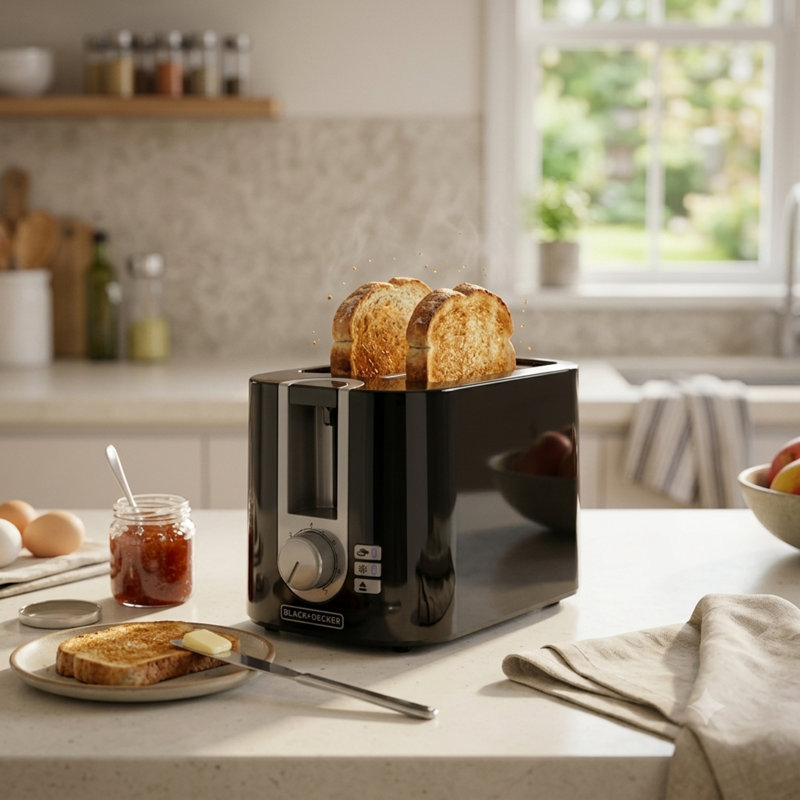 Black+Decker Stainless Steel Black/Silver 2 slot Toaster 7.48 in. H X 7.32 in. W X 11.5 in. D