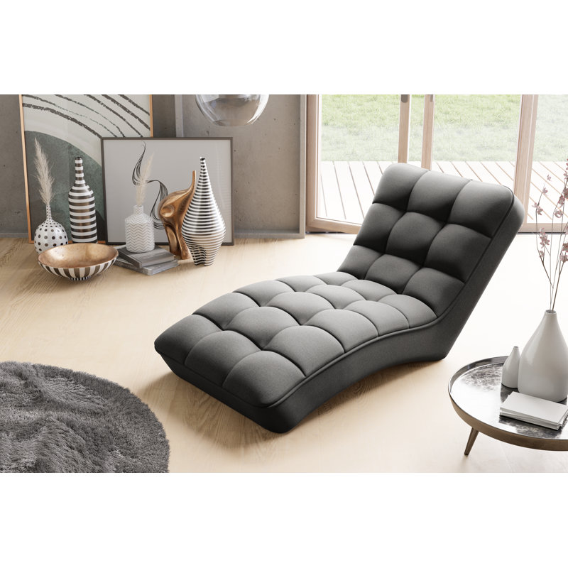 Rimsha Upholstered Chaise Lounge, Dark Grey