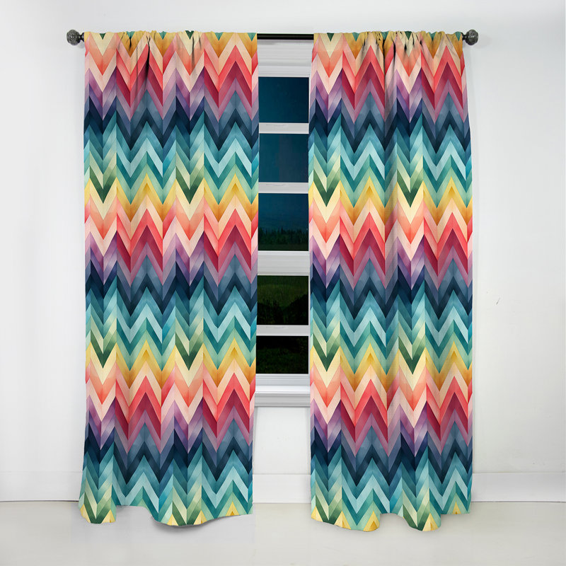 Watercolor Caprice - Motif à chevrons multicolore - Rideau occultant à chevrons - 1 panneau, L 52 po x L 90 po
