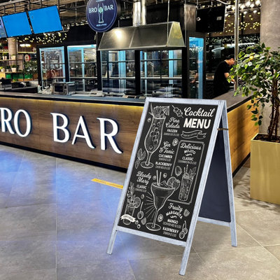 Double Side Wood A-Frame Chalkboard Sign Menu Display for Restaurant Business or Wedding