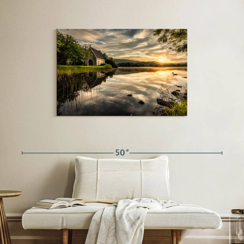 Adella Gougane Barra Lake Church Sunrise, H 26 po x l 39 po