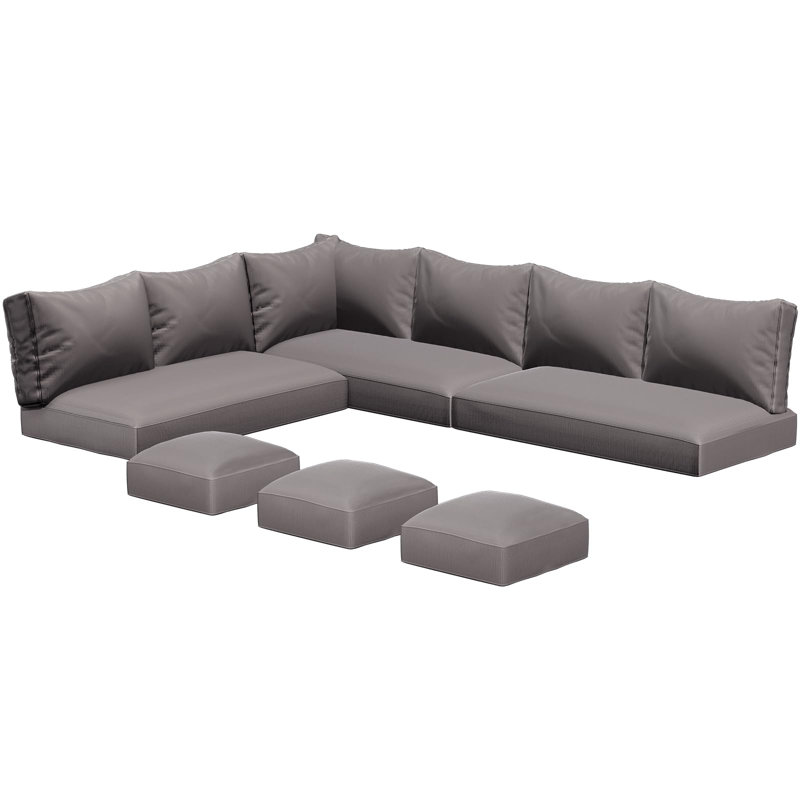 Coussins de rechange d'extérieur résistants à l'eau pour ensembles de conversation de patio, Gris foncé