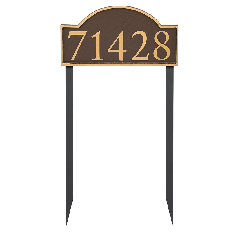 Enseigne d’adresse pour gazon à 1 ligne à serif doux, Or, Cuivre