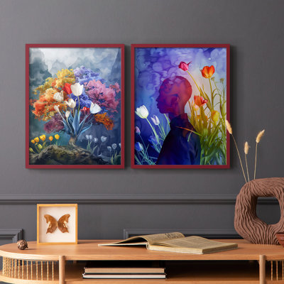 «FLORAL Series DCCDXII», reproduction encadrée de qualité supérieure - prête à être accrochée - aucun clou requis - aucun clou requis