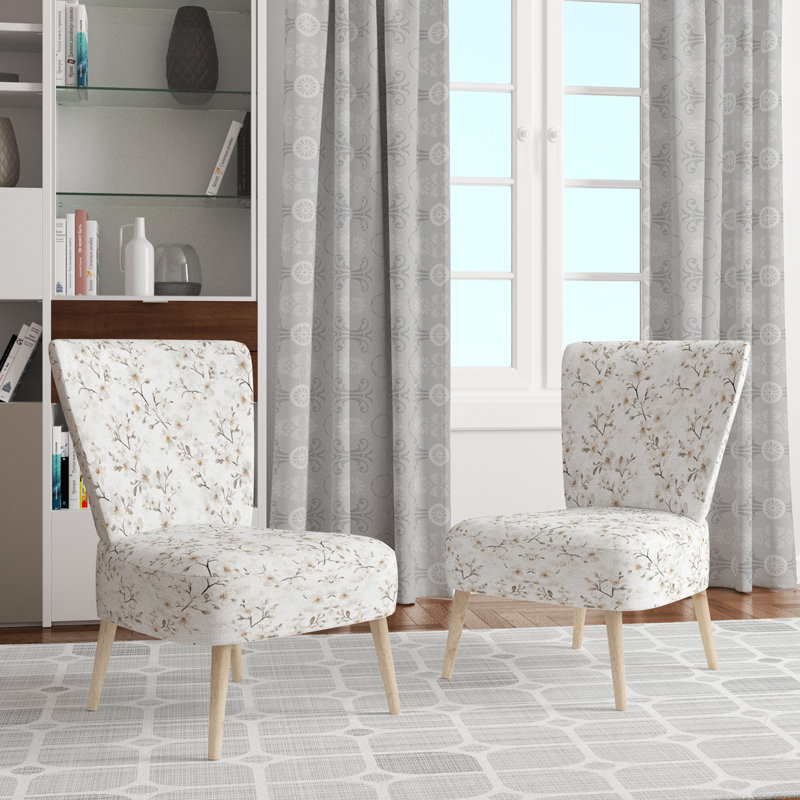 Chaise rembourrée Modern - Chaise d'appoint blanche White Blossom, Chaise d'appoint sans accoudoirs