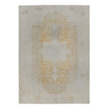 Rug & Kilim’S Modern Classics Rug In Gold And White Tones With Medallion