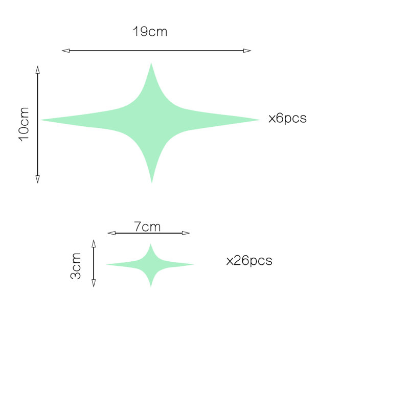 Star Glow in Dark Wall Sticker, 2 Packs