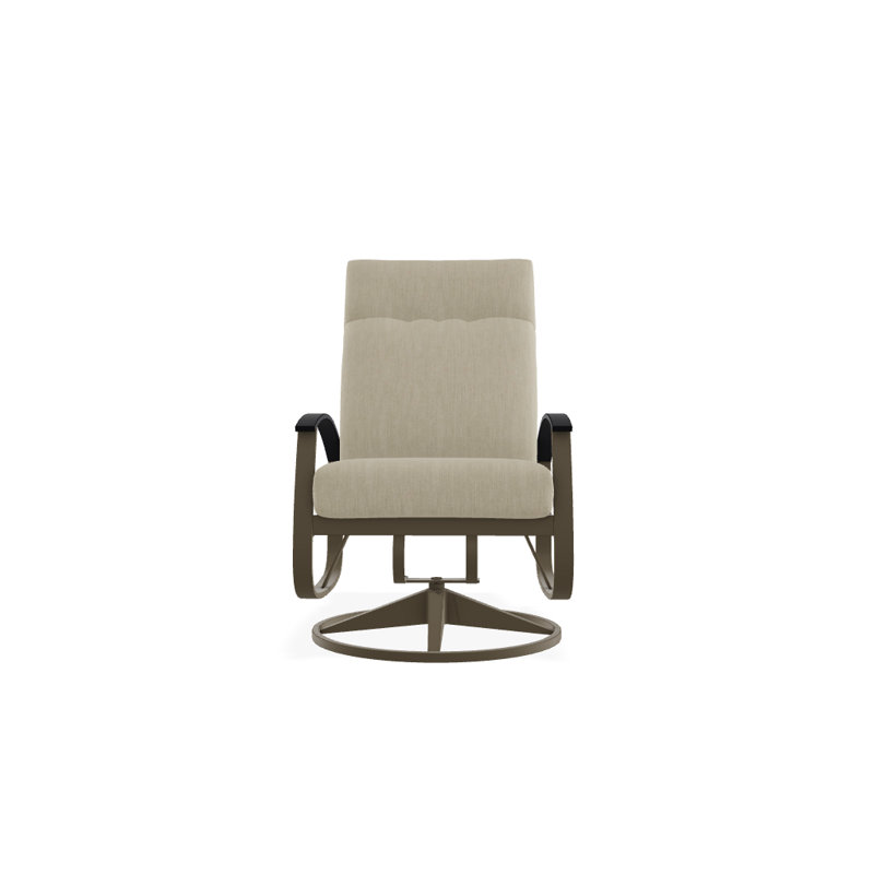 Chaise de patio pivotante avec coussins Askar, Husky, Noir P70, Bois de plage texturé