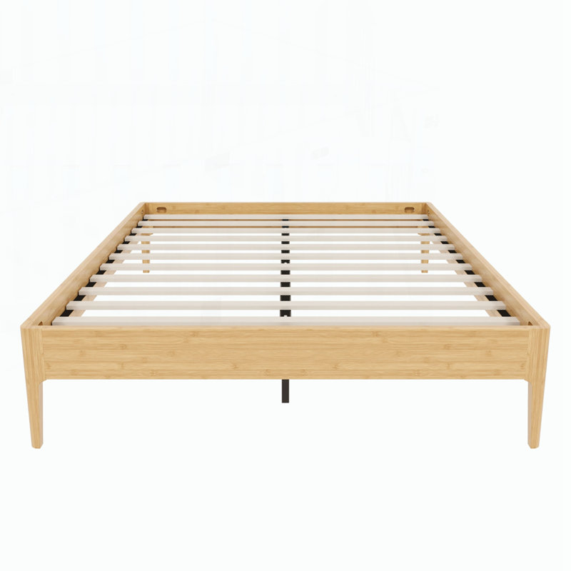 Structure de lit plateforme en bois de bambou sec grand format, Grand lit, Naturel