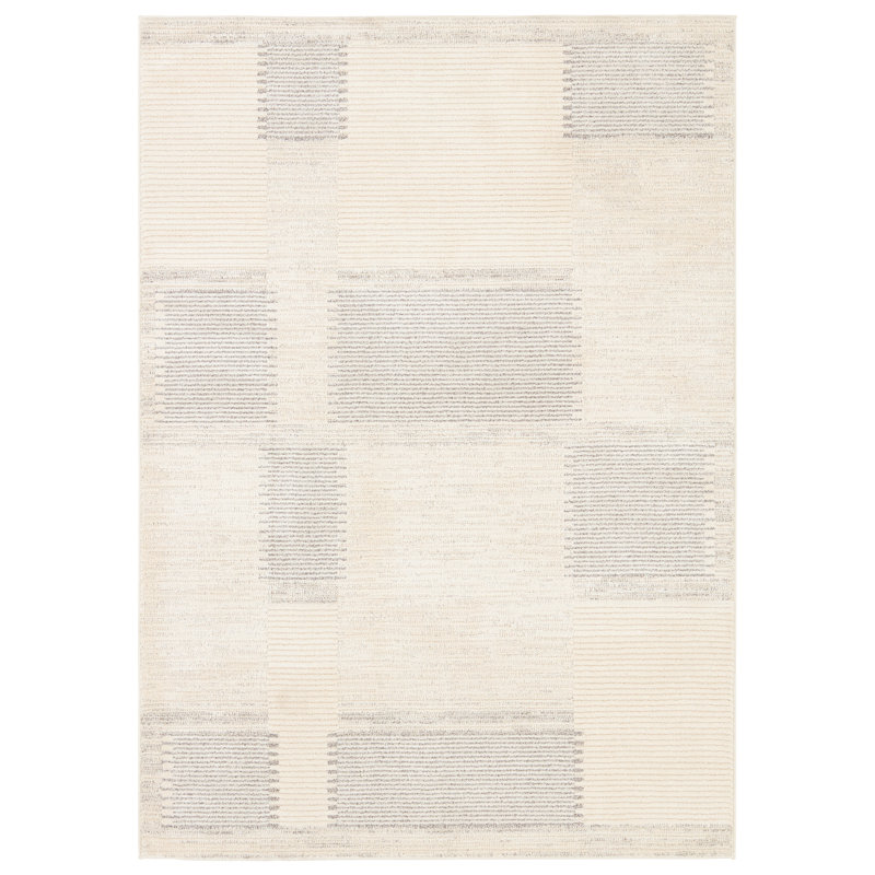 Tapis rayé crème / gris Vibe By Union, Rectangle 6 pi x 9 pi